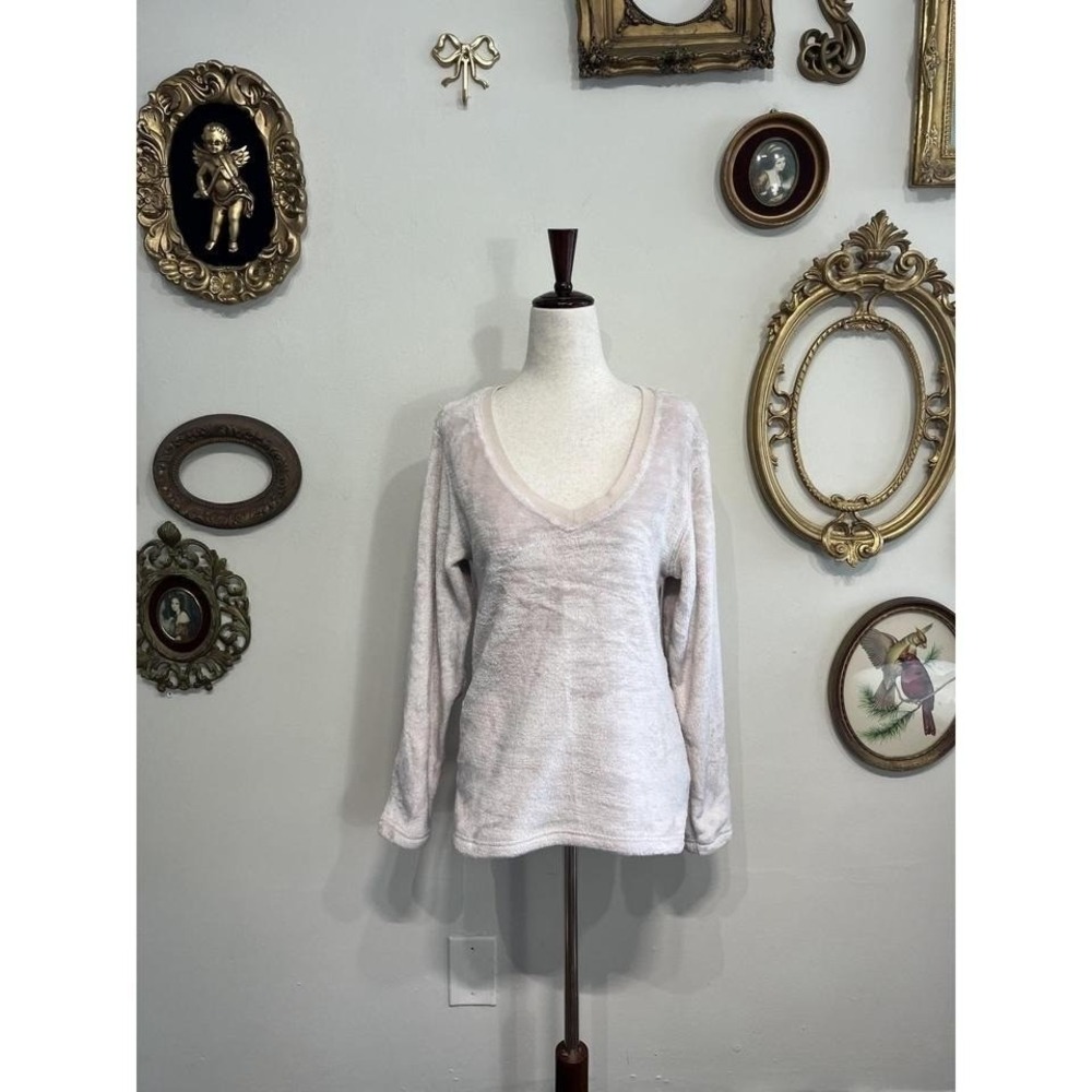UGG Plush Fleece V-Neck Long Sleeve Lounge Top Size Small